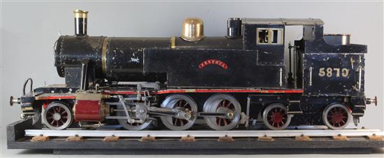 A scratch built 5 inch live steam 2-6-4 tank locomotive, number 5870, black livery, overall 102cms
